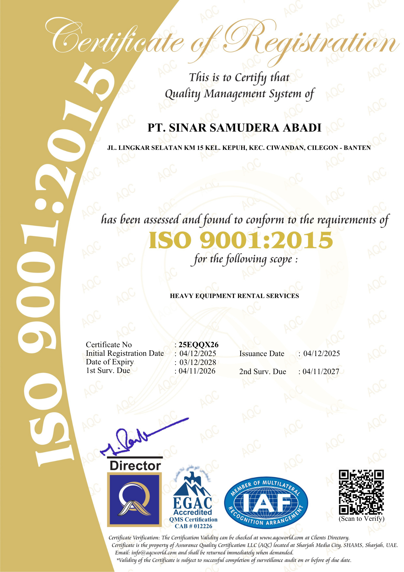 ISO 9001 Certificate